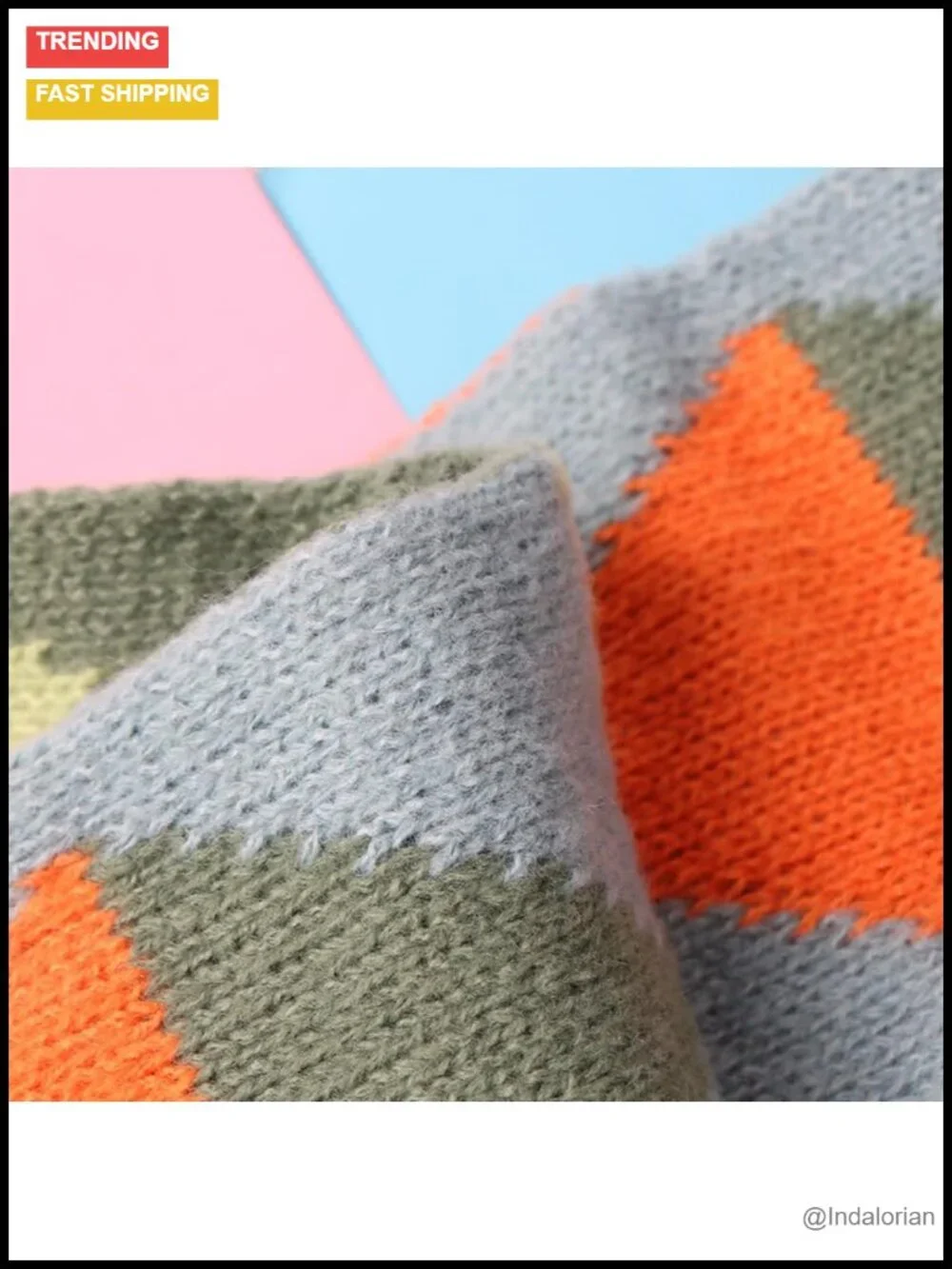 Fox Pattern Cozy Scarf Womens Shawl Autumn Winter Soft Knit Neck Warm Casual